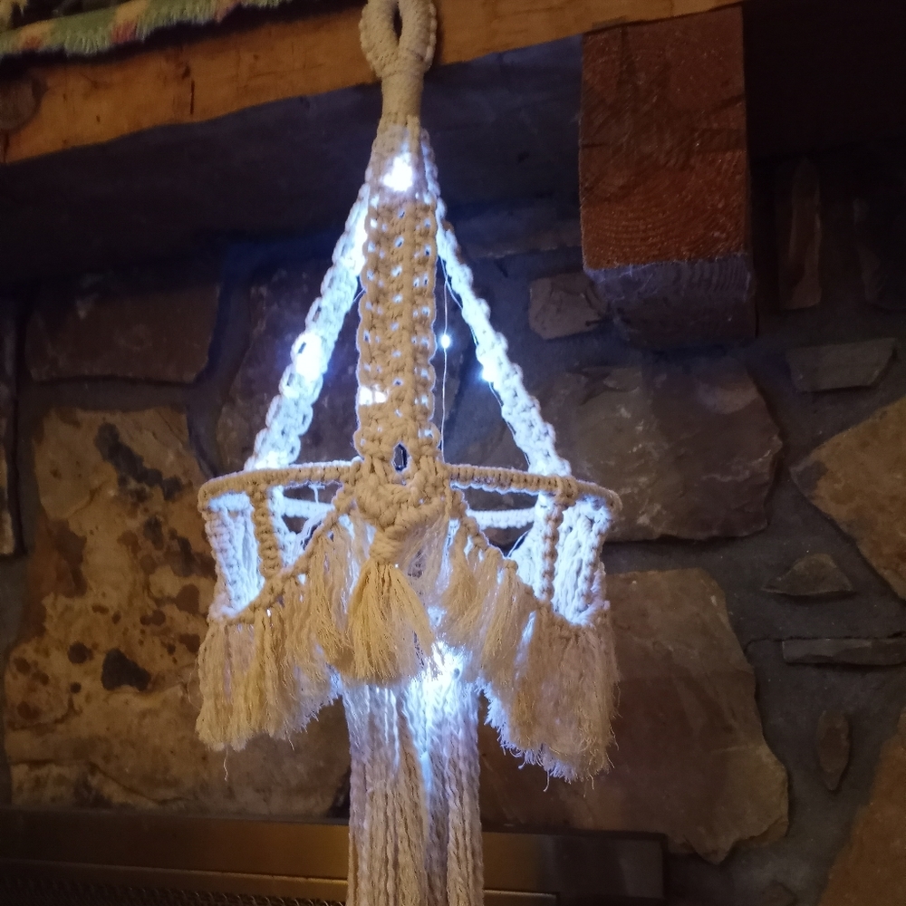 Macrame Chandelier with fairy lights